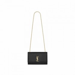 Saint Laurent Medium Kate Chain Bag In Black Textured Leather