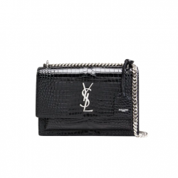 Saint Laurent Sunset Medium In Crocodile Embossed Shiny Leather