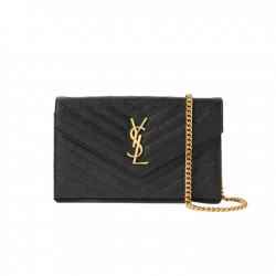 Saint Laurent Envelope Chain Wallet In Grain De Poudre Embossed