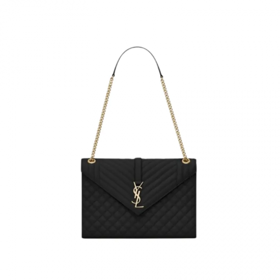 Saint Laurent Envelope Large Bag In Quilted Grain De Poudre Embo