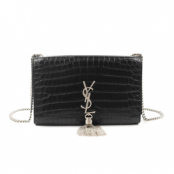 Saint Laurent Medium Kate Tassel Chain Bag In Black Crocodile Em