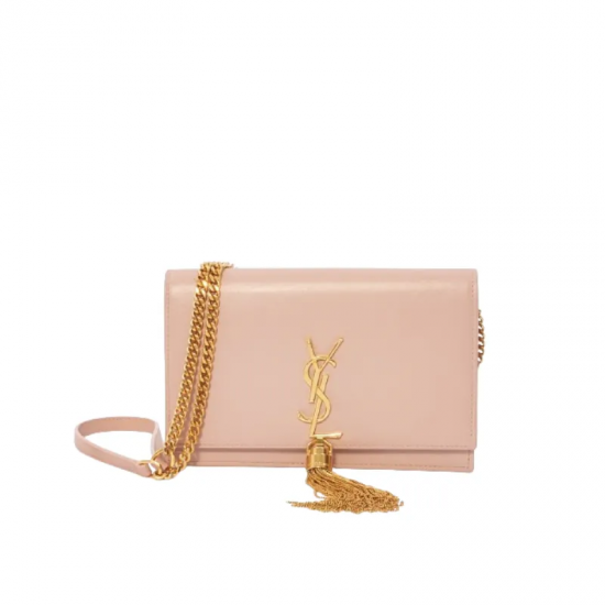 Saint Laurent Kate Chain Wallet With Tassel In Smooth Leather