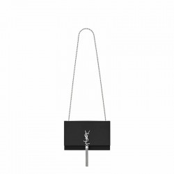 Saint Laurent Medium Kate Tassel Chain Bag In Black Leather