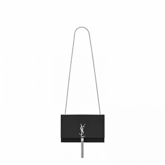 Saint Laurent Medium Kate Tassel Chain Bag In Black Leather