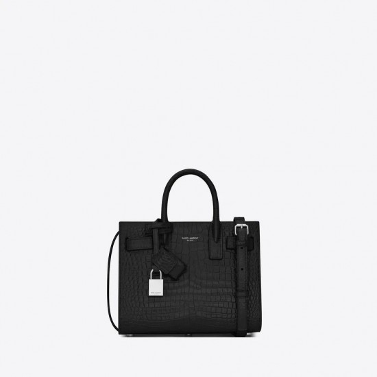 Saint Laurent Classic Sac De Jour Nano In Embossed Crocodile Shi