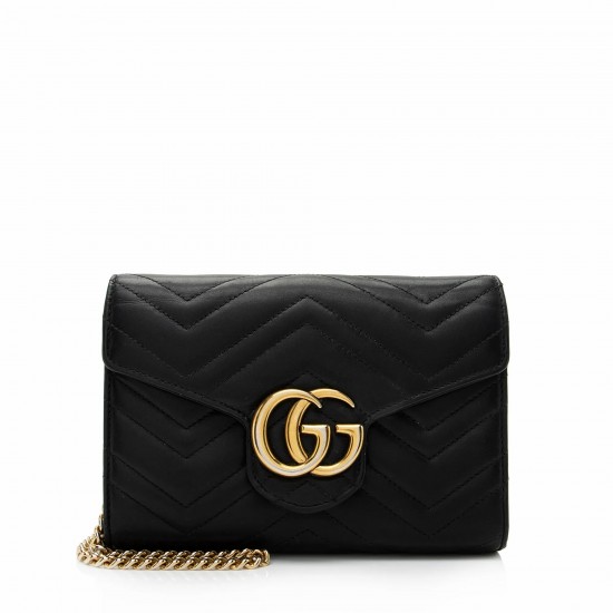 Gucci Matelasse Leather GG Marmont Mini Wallet on Chain Bag (SHF-2W0NuI)