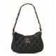 CHANEL Aged Calfskin Quilted Small Chanel 19 Hobo Black