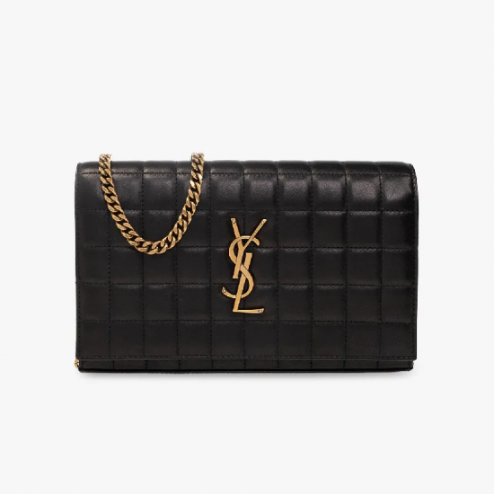 SAINT LAURENT LAMBSKIN CASSANDRE CHAIN WALLET