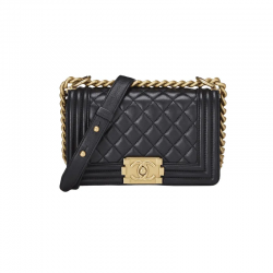 CHANEL BLACK QUILTED LAMBSKIN BOY BAG SMALL