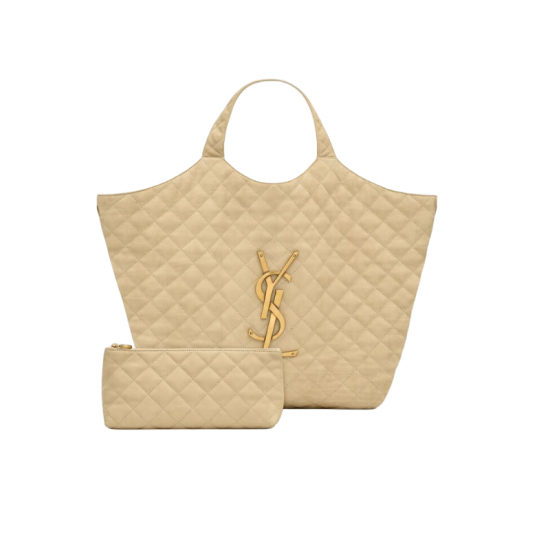 SAINT LAURENT ICARE MAXI SHOPPING BAG IN QUILTED NUBUCK SUEDE