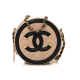 CHANEL Caviar Quilted Round Filigree Crossbody Beige Black