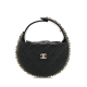 CHANEL Lambskin Quilted Chain Around Pouch Hobo Black