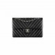 Chanel Classic Chevron Tweed Medium Flap Silver