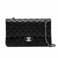 CHANEL Medium Classic Handbag Lambskin & Silver Metal