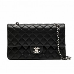 CHANEL Medium Classic Handbag Lambskin & Silver Metal