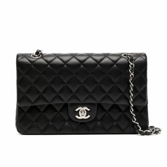 CHANEL Medium Classic Handbag Lambskin & Silver Metal