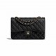 CHANEL Large Classic Handbag Grained Calfskin &  Gold Metal