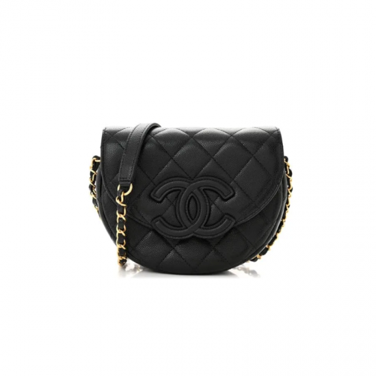 CHANEL Caviar Quilted Mini Messenger Flap Black