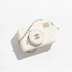 CHANEL CAMERA BAG Lambskin White