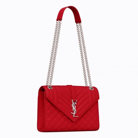 Saint Laurent Envelope Medium Bag In Mix Matelasse Grain De Poud