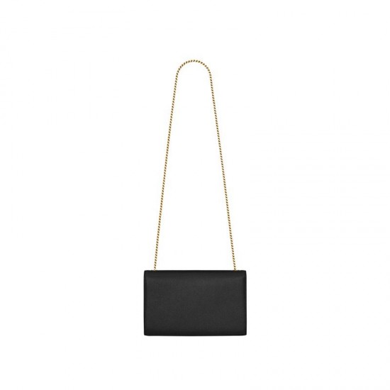 Saint Laurent Medium Kate Chain Bag In Black Textured Leather