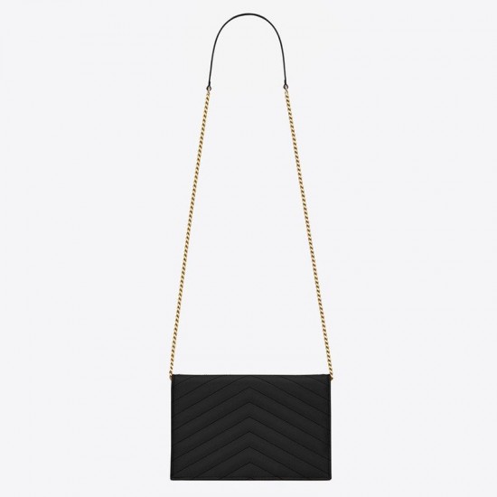 Saint Laurent Envelope Chain Wallet In Grain De Poudre Embossed