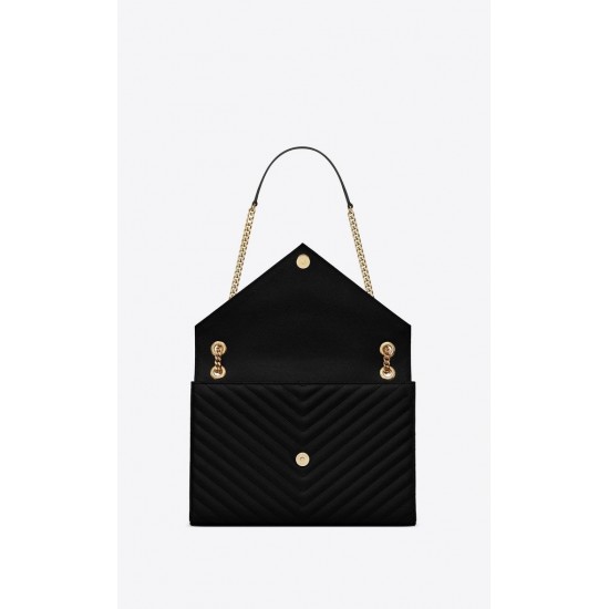 Saint Laurent Envelope Large Bag In Quilted Grain De Poudre Embo