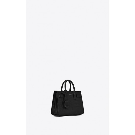 Saint Laurent Classic Sac De Jour Nano In Embossed Crocodile Shi