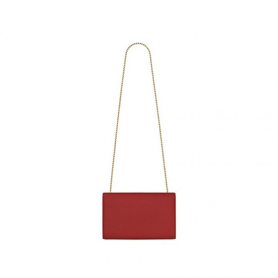 Saint Laurent Medium Kate Chain Bag In Red Textured Leather