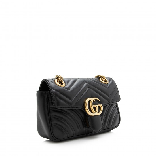 Gucci Matelasse Leather GG Marmont Mini Shoulder Bag (SHF-V1dIip)