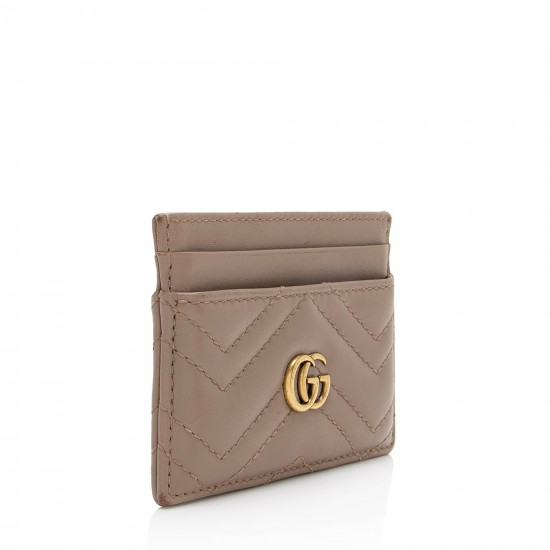 Gucci Matelasse Leather GG Marmont Card Case (SHF-oTHyTR)