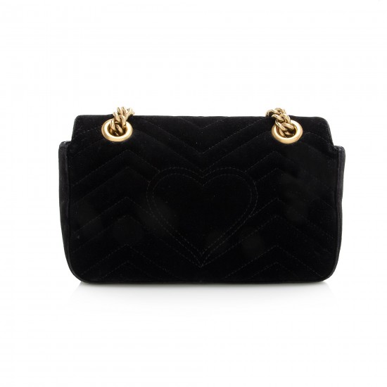 Gucci Matelasse Velvet GG Marmont Mini Shoulder Bag (SHF-22601)