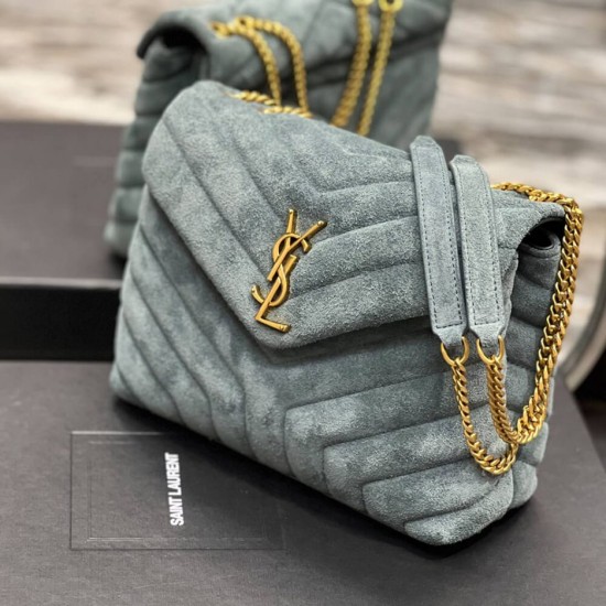 LOULOU SMALL CHAIN BAG IN “Y” QUILTED SUEDE