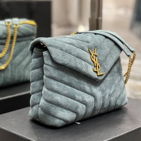 LOULOU SMALL CHAIN BAG IN “Y” QUILTED SUEDE