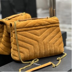 LOULOU SMALL CHAIN BAG IN “Y” QUILTED SUEDE