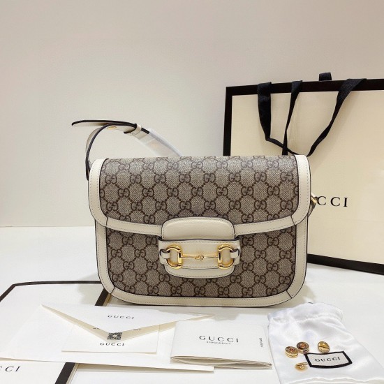 GUCCI Horsebit 1955 Shoulder Bag 602204 White