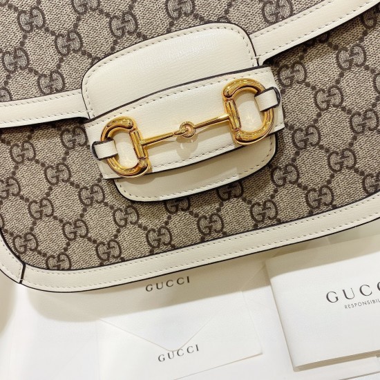 GUCCI Horsebit 1955 Shoulder Bag 602204 White