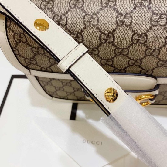 GUCCI Horsebit 1955 Shoulder Bag 602204 White