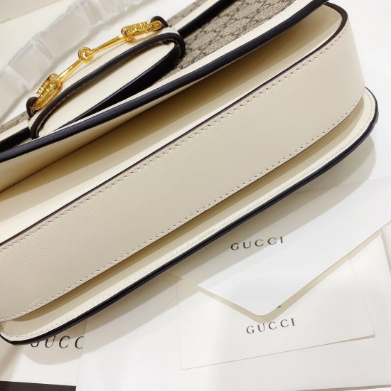 GUCCI Horsebit 1955 Shoulder Bag 602204 White