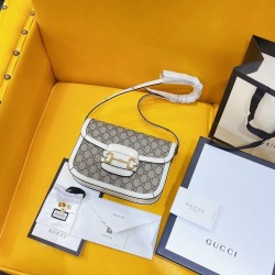 GUCCI Horsebit 1955 Shoulder Bag 602204 White