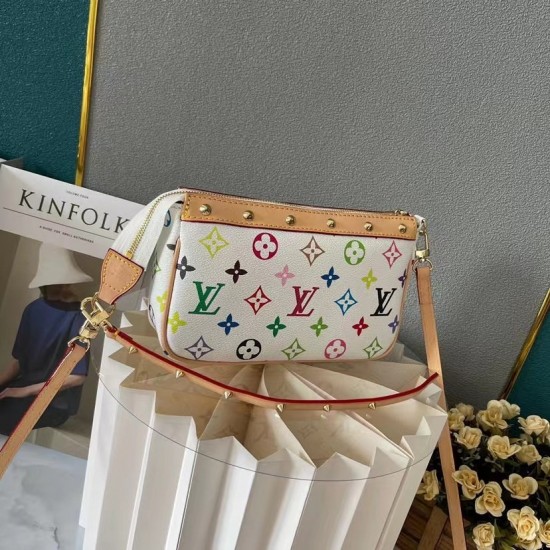 LOUIS VUITTON MONOGRAM MULTICOLOR POCHETTE ACCESSORIES WHITE