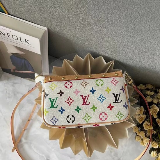 LOUIS VUITTON MONOGRAM MULTICOLOR POCHETTE ACCESSORIES WHITE