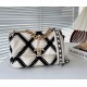 CHANEL Calfskin Crochet Medium Chanel 19 Flap White Black