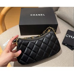 CHANEL Aged Calfskin Quilted Small Chanel 19 Hobo Black