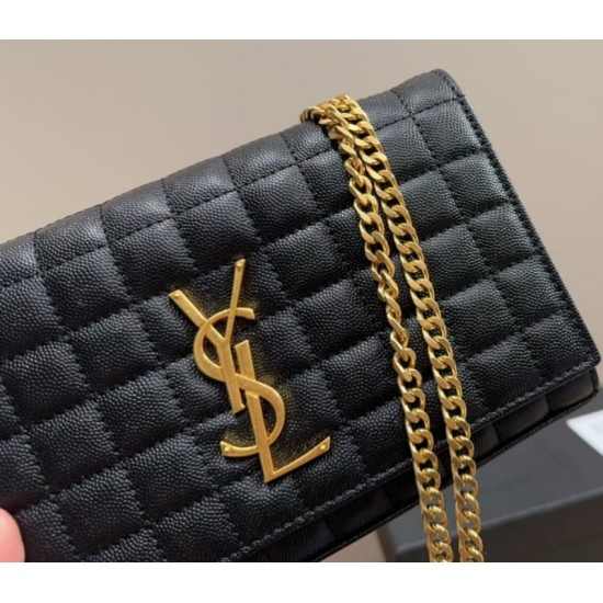 SAINT LAURENT LAMBSKIN CASSANDRE CHAIN WALLET