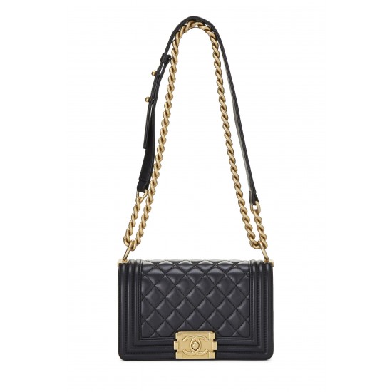 CHANEL BLACK QUILTED LAMBSKIN BOY BAG SMALL