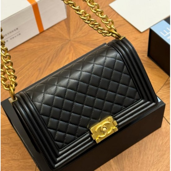 CHANEL BLACK QUILTED LAMBSKIN BOY BAG SMALL