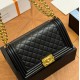 CHANEL BLACK QUILTED LAMBSKIN BOY BAG SMALL