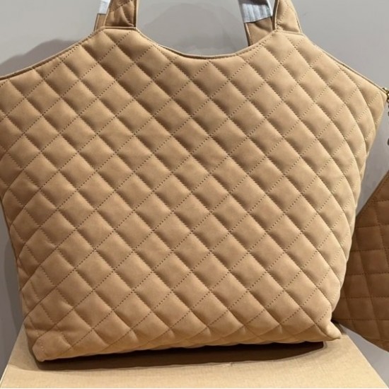 SAINT LAURENT ICARE MAXI SHOPPING BAG IN QUILTED NUBUCK SUEDE