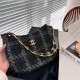 CHANEL Cashmere Tweed Quilted Hobo Black Grey